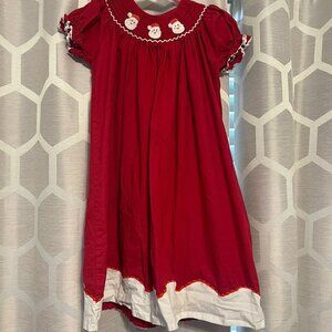 Girls Little Cactus Smocked Santa Dress, size 5 Y.